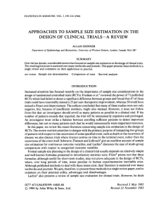 APPROACHES TO SAMPLE SIZE ESTIMATION IN THE