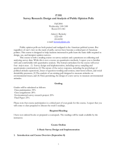 17.951 Survey Research: Design and Analysis of Public Opinion Polls