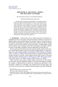 HIERARCHICAL RELATIONAL MODELS FOR DOCUMENT NETWORKS B J