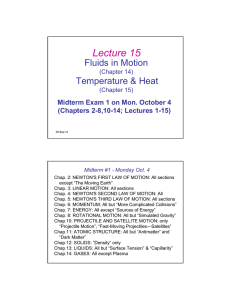Lecture 15 Fluids in Motion Temperature &amp; Heat