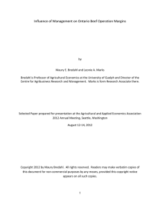Influence of Management on Ontario Beef Operation Margins