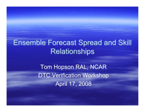 Ensemble Forecast Spread and Skill Relationships Tom Hopson RAL, NCAR DTC Verification Workshop