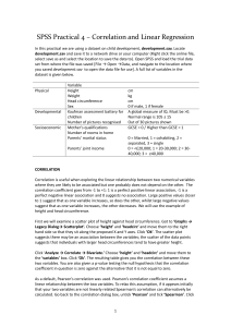 SPSS Practical 4 – Correlation and Linear Regression