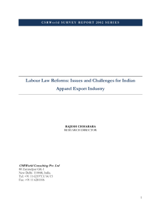 Labour Law Reforms: Issues and Challenges for Indian Apparel Export Industry