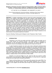 Modeling of Particles Growth in Styrene Polymerization, Effect of Particle... Transfer on Polymerization Behavior and Molecular Weight Distribution