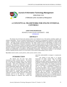 A CONCEPTUAL FRAMEWORK FOR ONLINE INTERNAL CONTROLS Journal of Information Technology Management