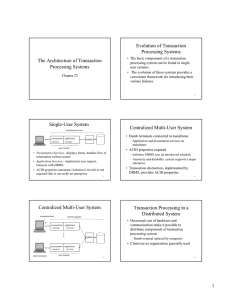 Evolution of Transaction Processing Systems The Architecture of Transaction