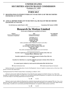 UNITED STATES SECURITIES AND EXCHANGE COMMISSION FORM 40-F
