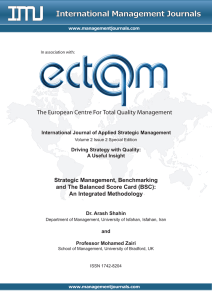 International Management Journals ������������������������������������������������ Strategic Management, Benchmarking and The Balanced Score Card (BSC):