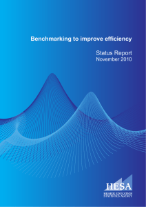 HESA Benchmarking to improve efficiency Status Report November 2010