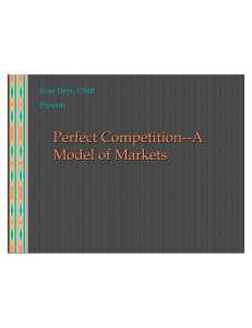 Perfect Competition -- A Model of Markets