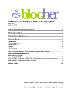 Best Practices for Marketing to Women in the Blogosphere Edition 1