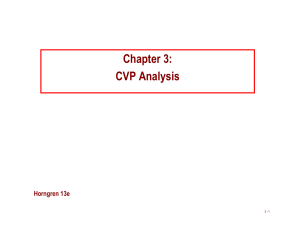 Chapter 3: CVP Analysis Horngren 13e 2 -1