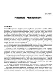 Materials Management Introduction