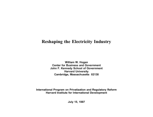 Reshaping the Electricity Industry