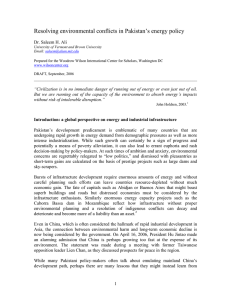 Resolving environmental conflicts in Pakistan’s energy policy  Dr. Saleem H. Ali