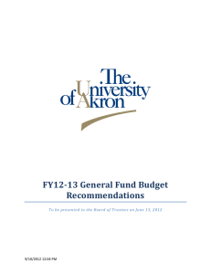 FY12­13 General Fund Budget  Recommendations  To be presented to the Board of Trustees on June 13, 2012   