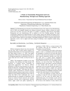 A Study on Total Quality Management and Lean