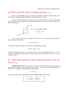 Q. What is specific heat at constant pressure, c ? p