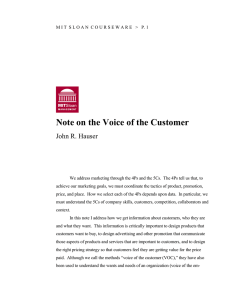 Note on the Voice of the Customer John R. Hauser