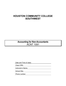 HOUSTON COMMUNITY COLLEGE SOUTHWEST Accounting for Non-Accountants