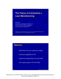 The Theory of Constraints Lean Manufacturing &amp; Don Guild