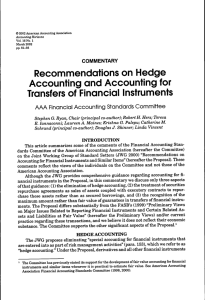 Recommendations on Hedge Accounting and Accounting for Transfers of Financial Instruments