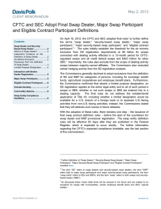 CFTC and SEC Adopt Final Swap Dealer, Major Swap Participant