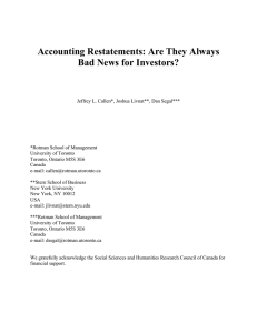 Accounting Restatements: Are They Always Bad News for Investors?