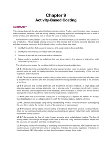Chapter 9 Activity-Based Costing  SUMMARY