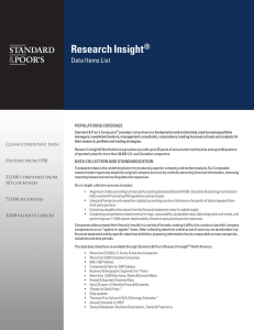 Research Insight ® Data Items List PoPulatIon &amp; CoveRage