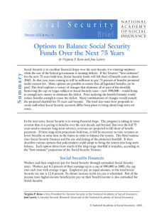 Options to Balance Social Security Funds Over the Next 75 Years