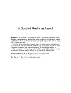 Is Goodwill Really an Asset? Abstract: