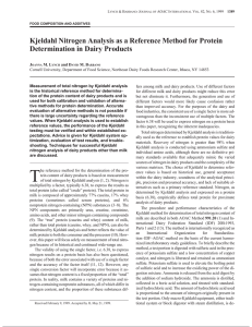 Kjeldahl Nitrogen Analysis as a Reference Method for Protein