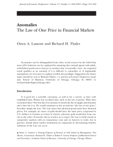 Anomalies The Law of One Price in Financial Markets