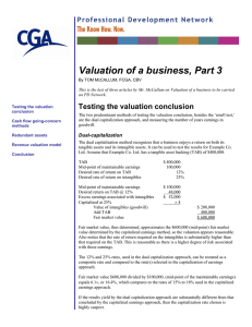Valuation of a business, Part 3