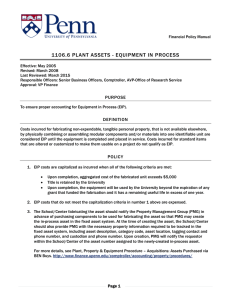 1106.6 PLANT ASSETS - EQUIPMENT IN PROCESS