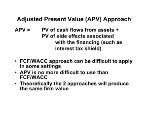 Adjusted Present Value (APV) Approach