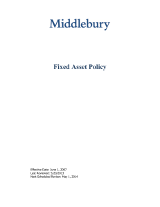 Fixed Asset Policy  Effective Date: June 1, 2007 Last Reviewed: 5/20/2013