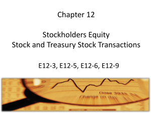 Chapter 12 Stockholders Equity Stock and Treasury Stock Transactions