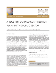 A ROLE FOR DEFINED CONTRIBUTION PLANS IN THE PUBLIC SECTOR RETIREMENT