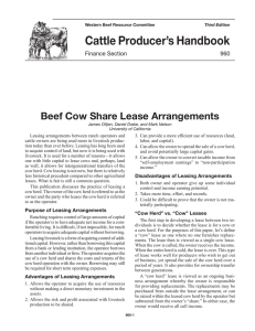 Cattle Producer’s Handbook Beef Cow Share Lease Arrangements Finance Section 960