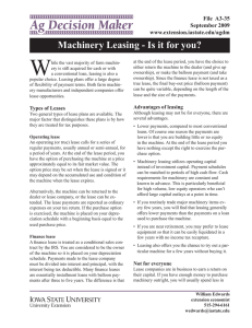W Machinery Leasing - Is it for you? File  A3-35 September 2009