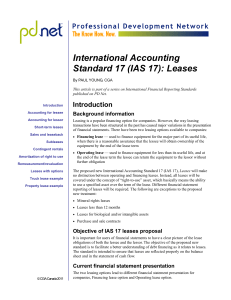 International Accounting Standard 17 (IAS 17): Leases Introduction Background information