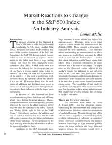 T Market Reactions to Changes in the S&amp;P 500 Index: An Industry Analysis