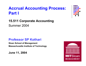 Accrual Accounting Process: Part I 15.511 Corporate Accounting Summer 2004