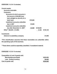 EXERCISE 7-3 (10–15 minutes) Current assets Accounts receivable Customers