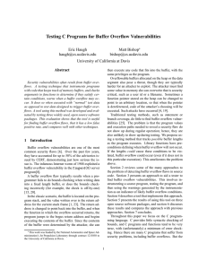 Testing C Programs for Buffer Overflow Vulnerabilities Eric Haugh Matt Bishop