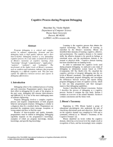 Cognitive Process during Program Debugging Shaochun Xu, Václav Rajlich Wayne State University