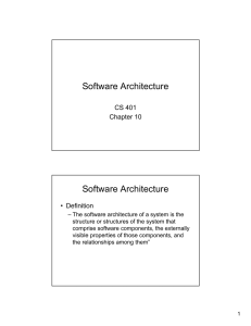 Software Architecture CS 401 Chapter 10 • Definition